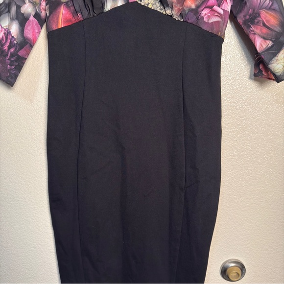 Ted Baker Hounest Shadow Floral Gathered Dress Sz 2 US Sz 6 - Picture 5 of 11